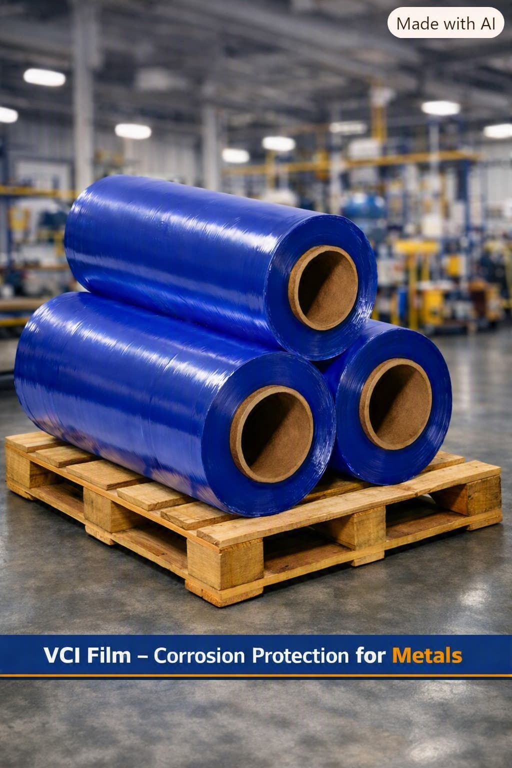 VCI Film Roll — vapor corrosion inhibitor film for wrapping and shrinking around metal parts