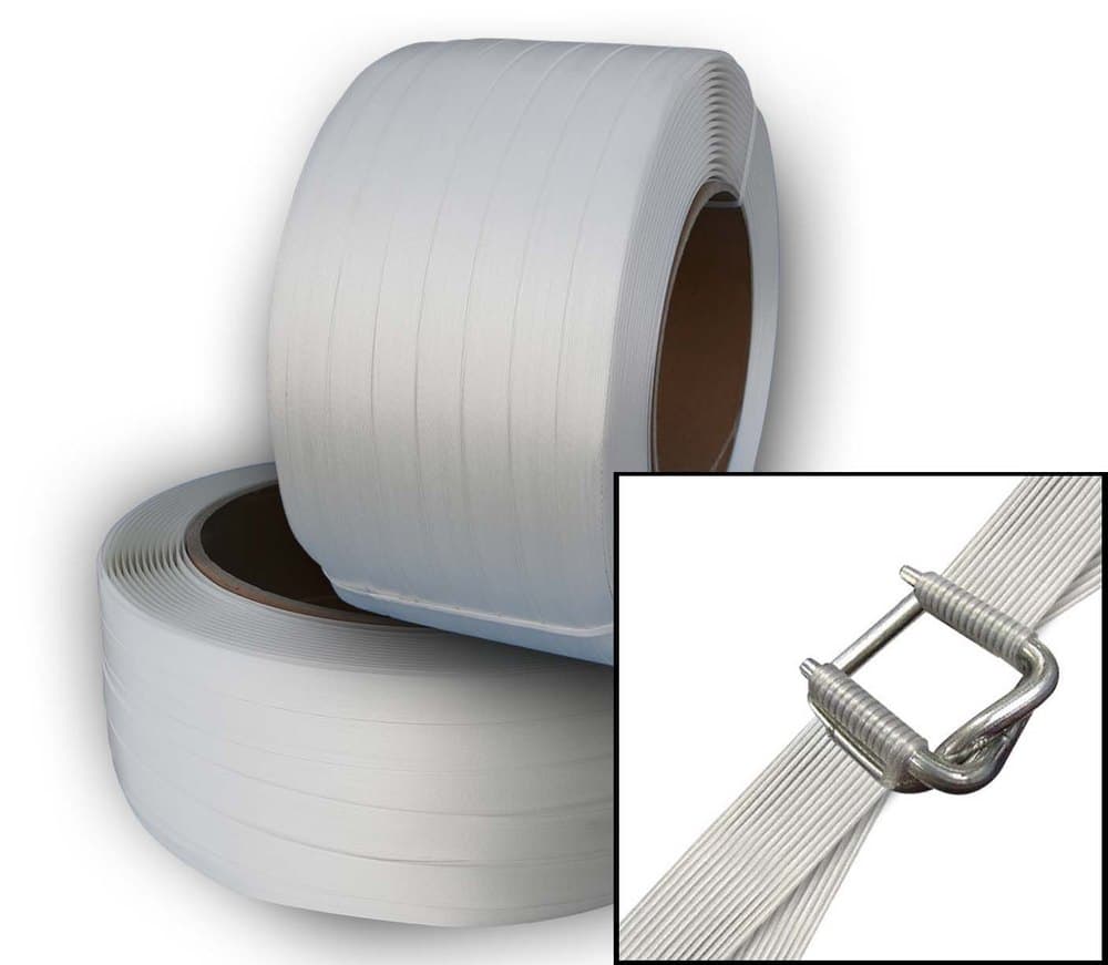 Cord Strap Roll — woven composite polyester cord strapping with buckle for heavy bundling and lashing