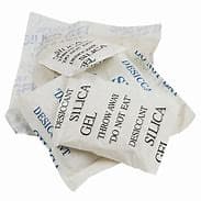 Silica Gel — desiccant sachets that absorb moisture inside sealed packaging