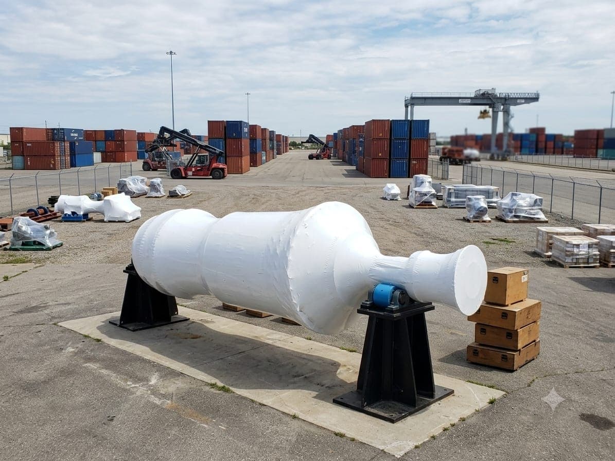 VCI Shrink Film Onsite Packing — technicians shrink-wrapping large machinery with VCI film at the customer site
