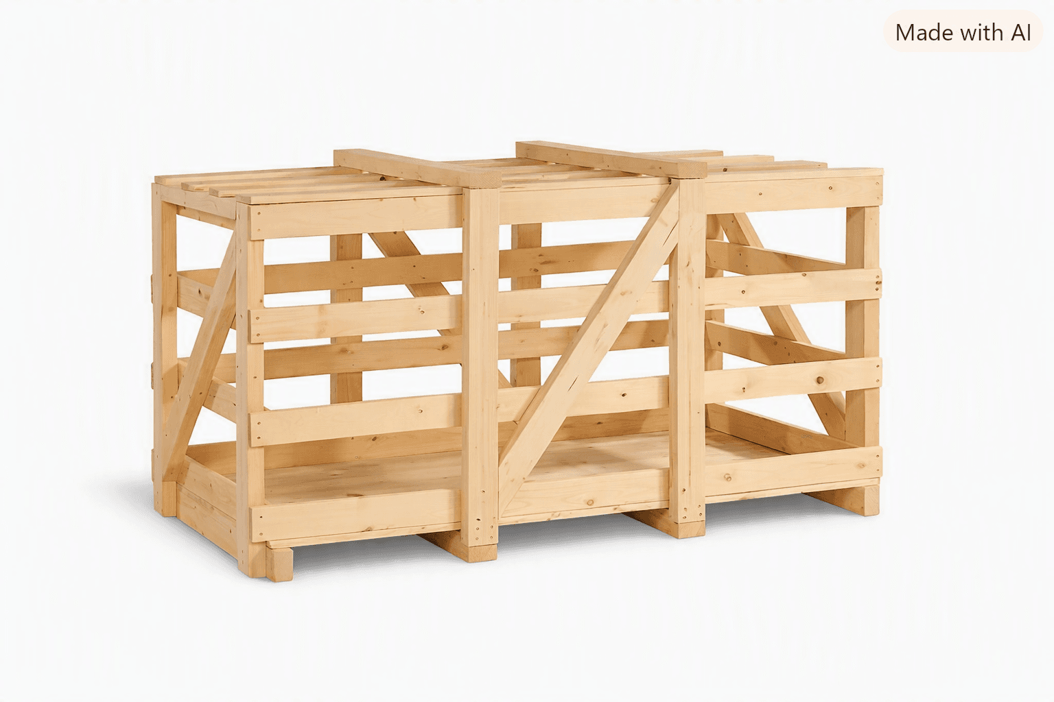 Wooden Crate — open-slatted timber crate for bulky or heavy machinery transport